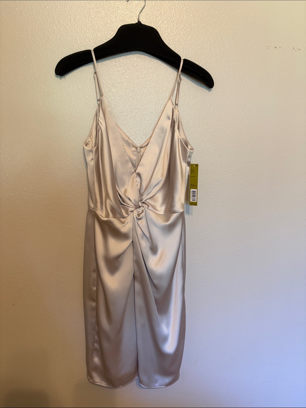 Gianni Bini Champagne Satin Knot-Front Slip Dress